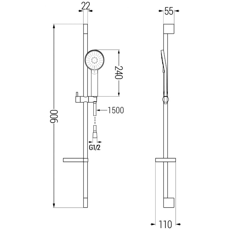 Mexen Alexa DS40 комплект за баня, черен - 71213DS40-70