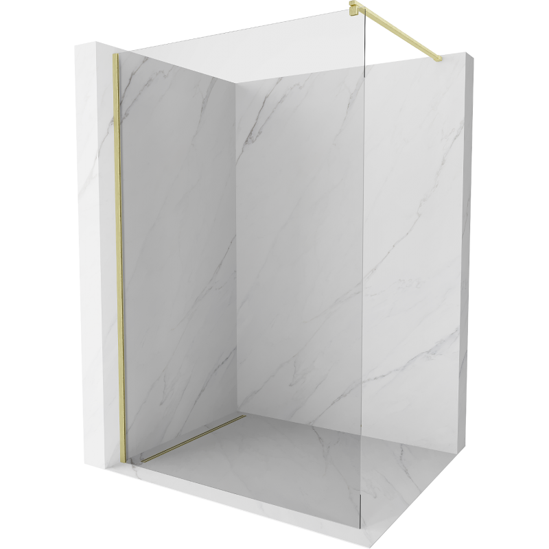 Mexen Kioto стена за душ Walk-in 150 x 200 см, прозрачна 8 мм, златно четкаана - 800-150-101-55-00