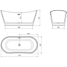 Mexen Montana свободностояща вана 170 x 80 см, бяла, с brushed никел преливник - 52011708000-97