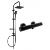 Mexen Sven открит душ комплект с дъждовалка и термостатичен душ смесител Kai, черен - 77100262-70