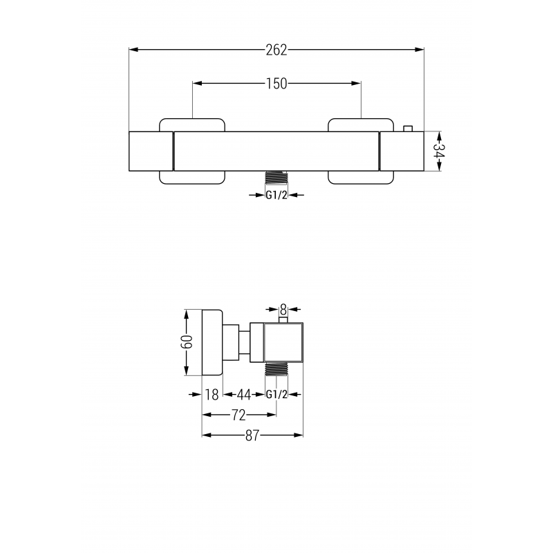 Mexen Carl душ комплект за външен монтаж с душ пита и термостатен душ смесител Cube, черен - 77200240-70