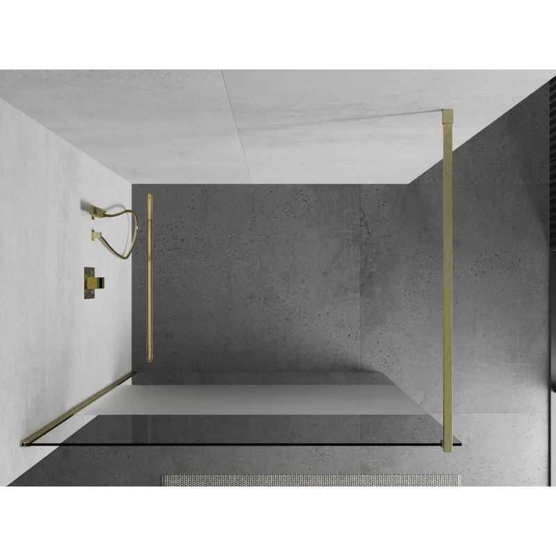 Mexen Kioto стена за душ Walk-in 110 x 200 cm, прозрачно/матирано 8 mm, злато четкано - 800-110-101-55-35