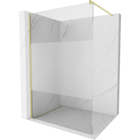 Mexen Kioto стена за душ Walk-in 120 x 200 см, прозрачно/мъгливо 8 мм, златно четкано - 800-120-101-55-35