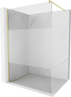 Mexen Kioto стена за душ Walk-in 120 x 200 см, прозрачно/мъгливо 8 мм, златно четкано - 800-120-101-55-35