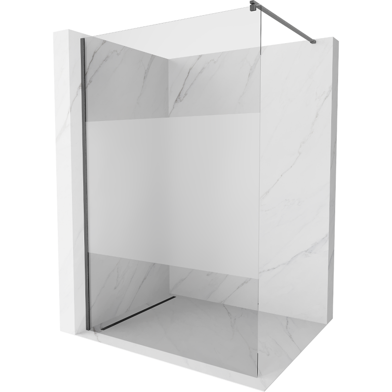 Mexen Kioto душ-стена Walk-in 80 x 200 см, прозрачно/матово 8 мм, gun gray бруширано - 800-080-101-66-35