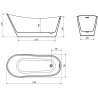 Mexen Alta свободностояща вана 170 x 75 см, бяла, оттичане gun metal - 52141707500-95