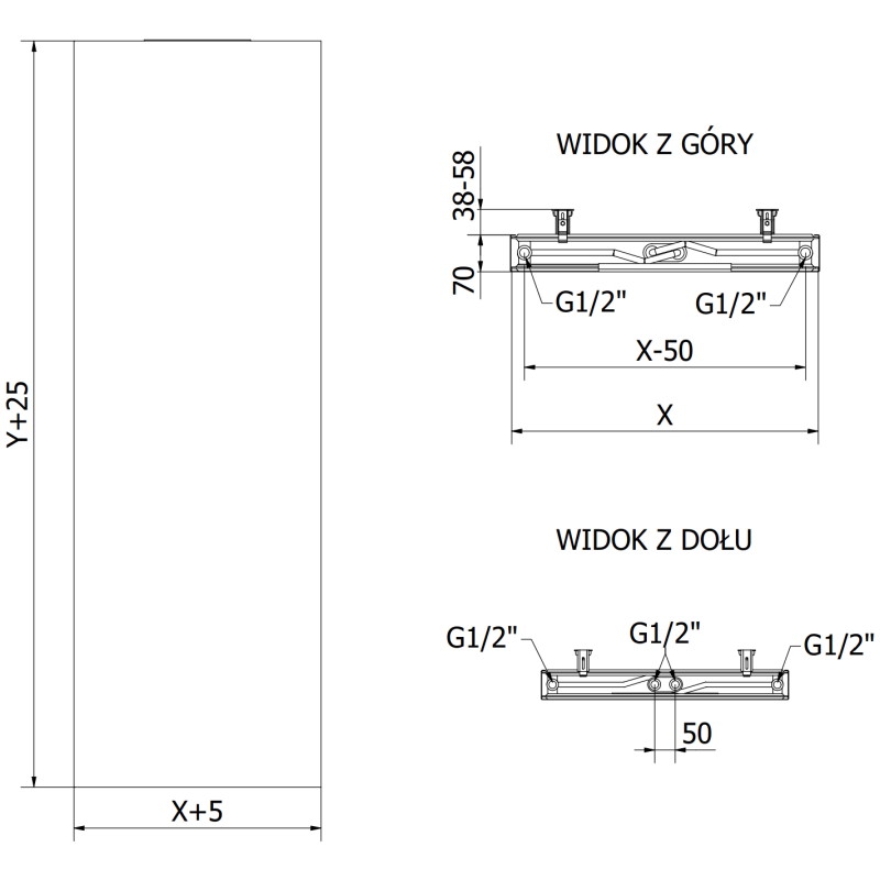 Mexen VS20S Flat радиатор панелен 1400 x 300 mm, долно централно свързване, 534 W,