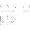 Mexen Oval свободностояща стена 150 x 75 см, бяла, златен отвод - 52671507500-50