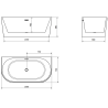 Mexen Oval свободностояща стена 150 x 75 см, бяла, черен преливник - 52671507500-70