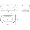 Mexen Oval вана самостоятелна стена 160 x 80 см, бяла/черна, златен brushed overflow - 52671608075-55