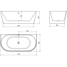 Mexen Oval вана свободно стояща стена 170 x 80 см, бяла, с отводен златен хром  - 52671708000-55