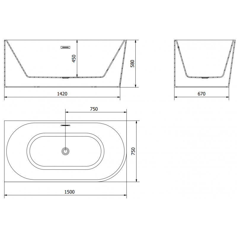 Mexen Mia свободностояща ъглова вана, лява, 150 x 75 см, бяла/черна, преливник златен четкан - 52691507575L-55