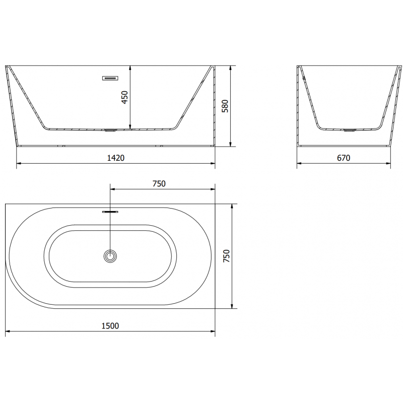 Mexen Mia свободностояща дясна ъглова вана 150 x 75 см, бяло/черно, преливник gun gray четка - 52691507575P-66