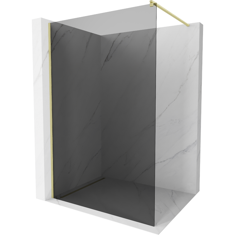Mexen Kioto стена за душ Walk-in 140 x 200 см, графит 8 мм, златисто четкано - 800-140-101-55-40