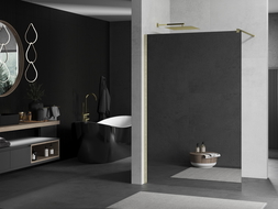 Mexen Kioto стена за душ Walk-in 100 x 200 см, огледало 8 мм, златно четкано - 800-100-101-55-50