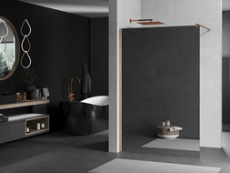 Mexen Kioto панел за душ Walk-in 90 x 200 cm, огледало 8 mm, четкована мед - 800-090-101-65-50