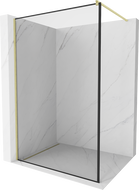 Mexen Kioto стена за душ Walk-in 90 x 200 см, черен модел 8 мм, златист четкан - 800-090-101-55-70
