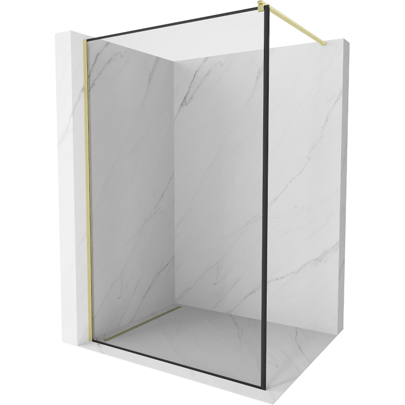 Mexen Kioto стена за душ Walk-in 100 x 200 см, черен модел 8 мм, златно матово - 800-100-101-55-70