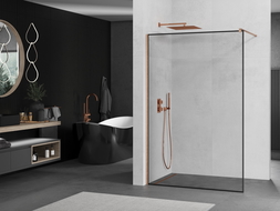 Mexen Kioto стена за душ Walk-in 70 x 200 см, черен модел 8 мм, четка за мед - 800-070-101-65-70