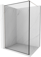 Mexen Kioto стена за душ Walk-in 140 x 200 см, черен модел 8 мм, шлифован никел - 800-140-101-97-70
