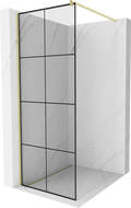 Mexen Kioto стена за душ с Walk-in 80 x 200 см, черен модел 8 мм, златна четка - 800-080-101-55-77