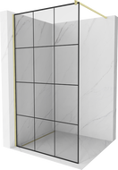Mexen Kioto стена за душ Walk-in 110 x 200 см, черен модел 8 мм, златист шлифован - 800-110-101-55-77