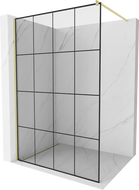 Mexen Kioto стенна душа Walk-in 140 x 200 см, черен модел 8 мм, златно на четкане - 800-140-101-55-77