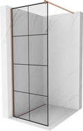 Mexen Kioto панел за душ Walk-in 90 x 200 см, черен модел 8 мм, месинг шлифован - 800-090-101-65-77