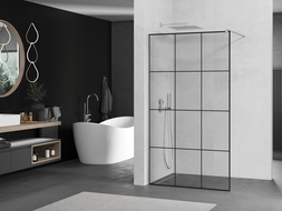 Mexen Kioto душова стена Walk-in 110 x 200 см, черен шаблон 8 мм, четкан никел - 800-110-101-97-77