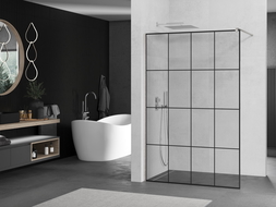 Mexen Kioto стена за душ Walk-in 140 x 200 см, черен модел 8 мм, четкан никел - 800-140-101-97-77