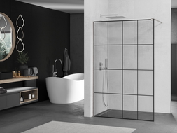 Mexen Kioto душова стена Walk-in 150 x 200 см, черен шаблон 8 мм, четкан никел - 800-150-101-97-77