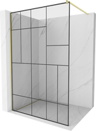 Mexen Kioto стена за душ Walk-in 70 x 200 см, черен модел 8 мм, златна четка - 800-070-101-55-78