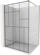 Mexen Kioto стена за душ Walk-in 140 x 200 см, черен модел 8 мм, обработен месинг - 800-140-101-65-78