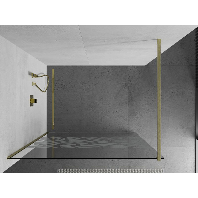 Mexen Kioto стена за душ Walk-in 110 x 200 cm, бял модел 8 mm, златно четкано - 800-110-101-55-85