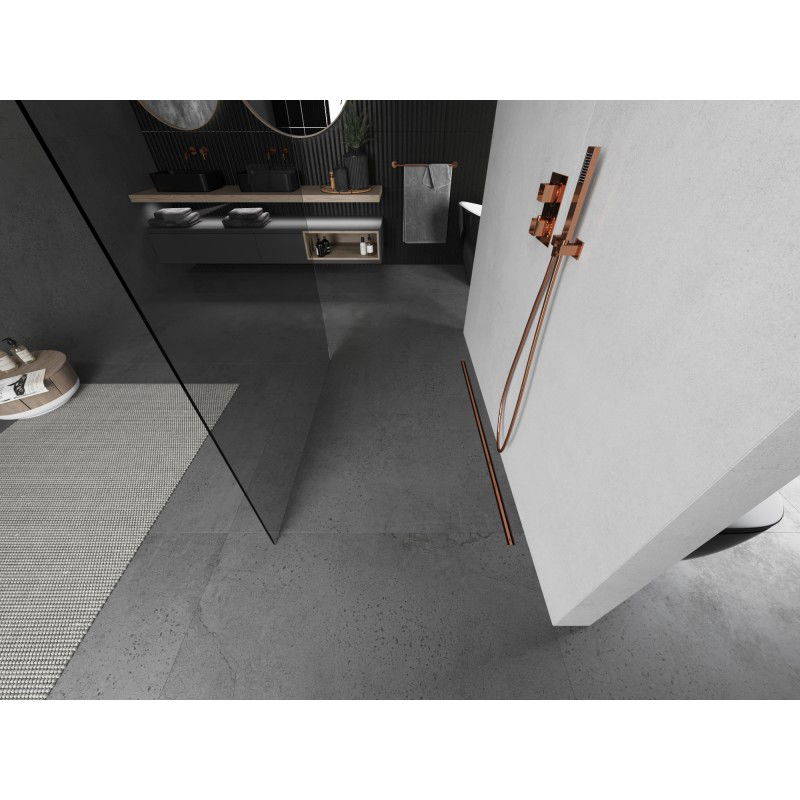 Mexen Kioto самостоятелна душ кабина 170 x 200 см, прозрачна 8 мм, четкан мед - 800-170-002-65-00