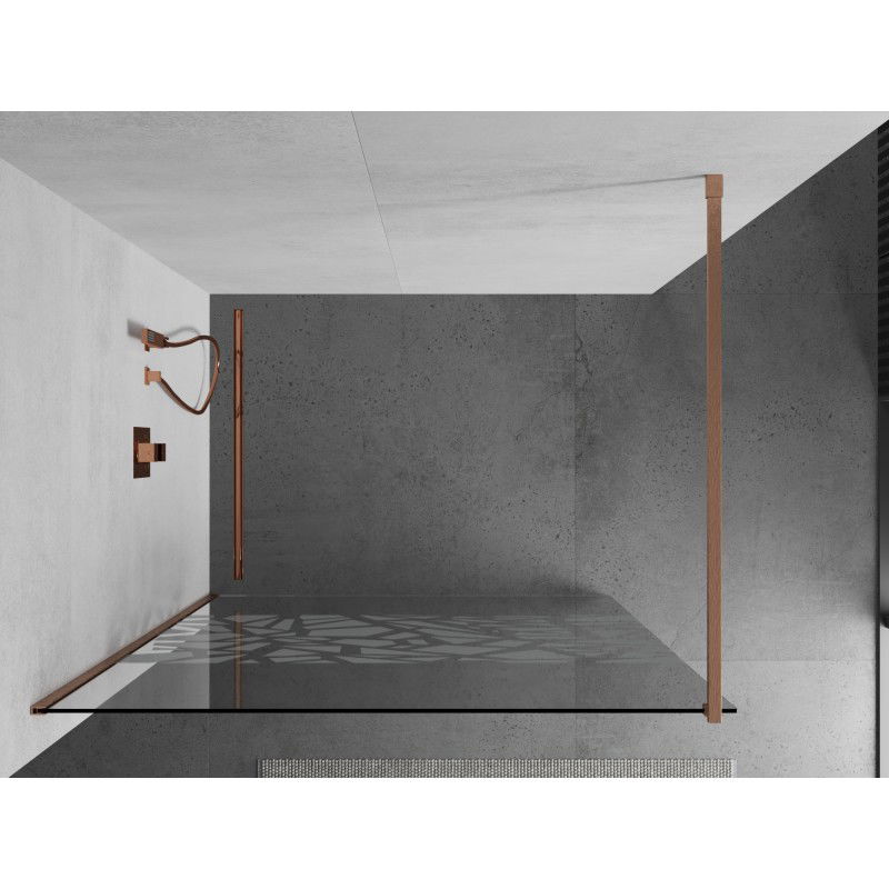 Mexen Kioto стена за душ Walk-in 80 x 200 cm, бял шаблон 8 mm, четкана мед - 800-080-101-65-85