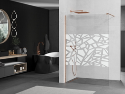Mexen Kioto стенен душ Walk-in 130 x 200 см, бял модел 8 мм, четка медна - 800-130-101-65-85