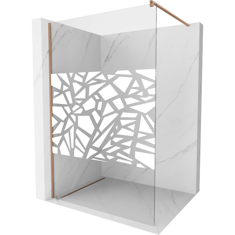 Mexen Kioto стенен душ Walk-in 140 x 200 см, бял модел 8 мм, четка мед - 800-140-101-65-85
