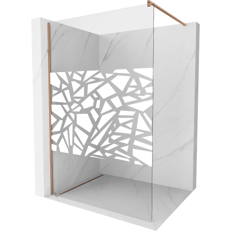Mexen Kioto стенен душ Walk-in 140 x 200 см, бял модел 8 мм, четка мед - 800-140-101-65-85