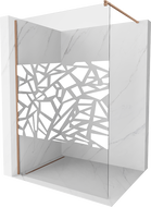 Mexen Kioto стенен душ Walk-in 140 x 200 см, бял модел 8 мм, четка мед - 800-140-101-65-85