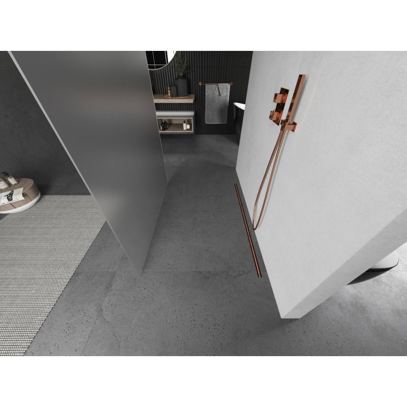 Mexen Kioto свободностояща душ стена 120 x 200 cm, мат 8 mm, четкана мед - 800-120-002-65-30