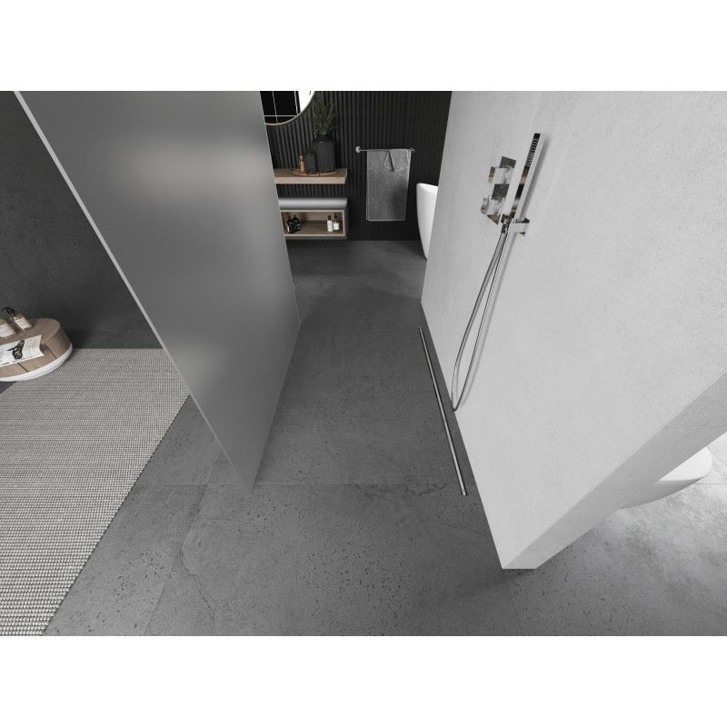 Mexen Kioto свободно стояща душ стена 130 x 200 см, скреж 8 мм, четкаван никел - 800-130-002-97-30