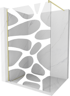 Mexen Kioto душ екран Walk-in 130 x 200 см, бяла вълна 8 мм, златна четка - 800-130-101-55-97