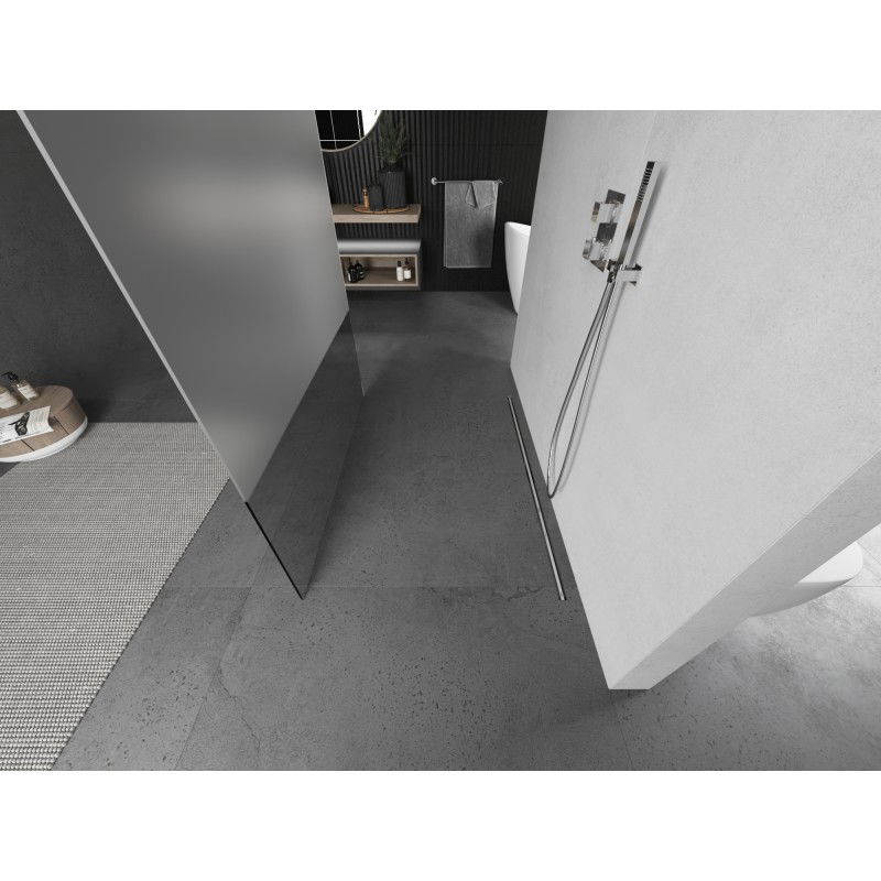 Mexen Kioto самостоятелна душ стена 130 x 200 см, прозрачна/скреж 8 мм, четкан никел - 800-130-002-97-35