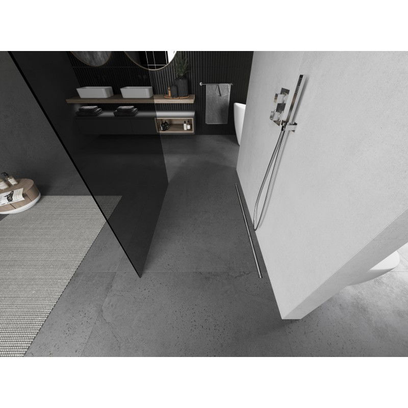 Mexen Kioto свободностояща стена за душ 120 x 200 см, графит 8 мм, четкан никел - 800-120-002-97-40