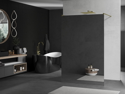 Mexen Kioto стояща душ-преграда 100 x 200 см, огледало 8 мм, златно четкано - 800-100-002-55-50