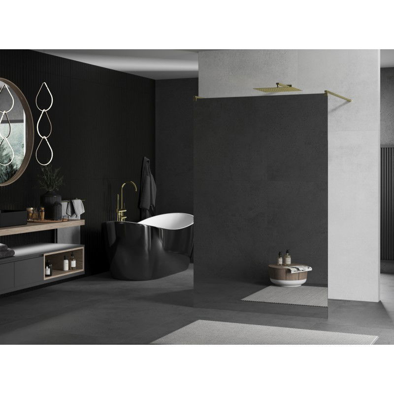 Mexen Kioto стояща душ стена 120 x 200 см, огледало 8 мм, златно четкано - 800-120-002-55-50