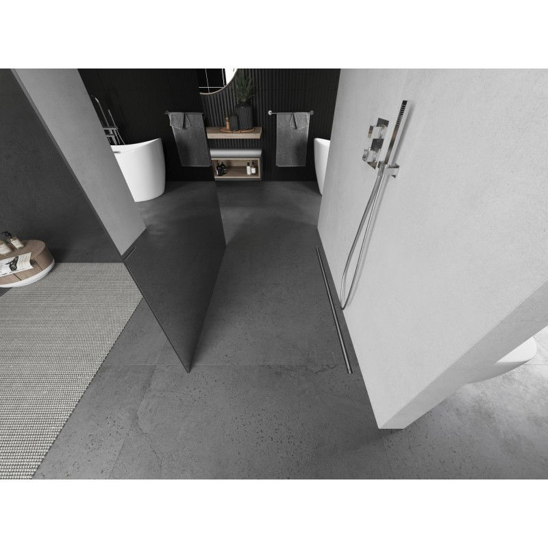 Mexen Kioto самостоятелна стена за душ 130 x 200 cm, огледало 8 mm, четкан никел - 800-130-002-97-50