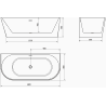Mexen Oval свободностояща стена 180 x 80 см, бяла, черен преливник - 52671808000-70