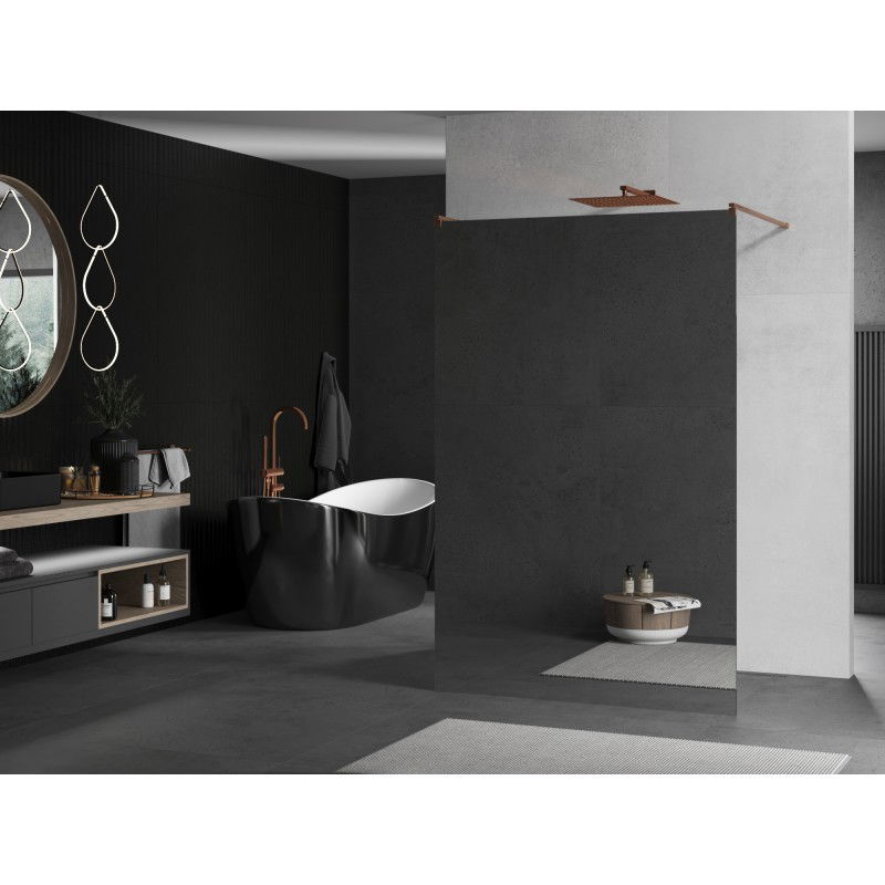 Mexen Kioto самостоятелна душ стена 100 x 200 см, огледало 8 мм, четкована мед